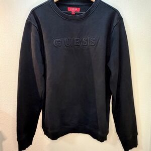 GUESS Los Angeles Black Crewneck Sweatshirt Men's Size L Embossed Logo